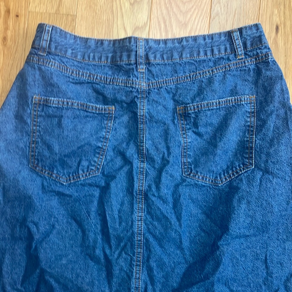 Blue Button-Front Jean Midi skirt with  pockets size XL - Picture 6 of 7